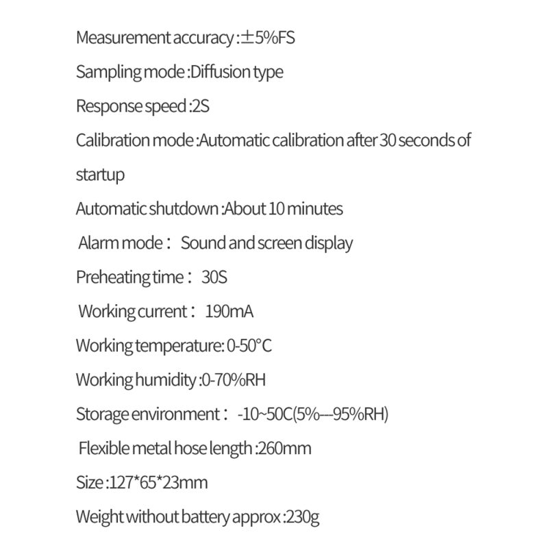 Combustible Gases Leak Detector: Compact Fallproof ABS Body - High Precise Fast Response Sensors - Extended 260mm Flexible Probe for Combustible Gas Leak Detection with Backlit LCD Display - Image 4