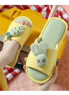 Loquat Soft And Comforty Flat Slippers Decorated With Cute Radish Rabbit Yellow Dusty Green 