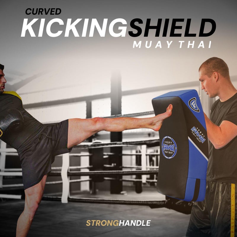 Farabi Sports فرابي كواد بوكسينغ MMA موياي تاي فنون القتال هوك وجاب لكمات ركل وسادات هدف MMA تركيز لكمات ميتس تدريب ضربة تايلاندية درع ركل هدف ميت كيك سترايك باد (أزرق أسود) - Image 3