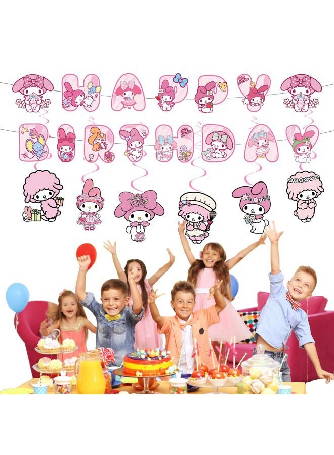 MUSNOW 13pcs melody party supplies,12pcs Melod Hanging Swirls and 1 Happy Birthday Banner for Melod party decoration - Image 5