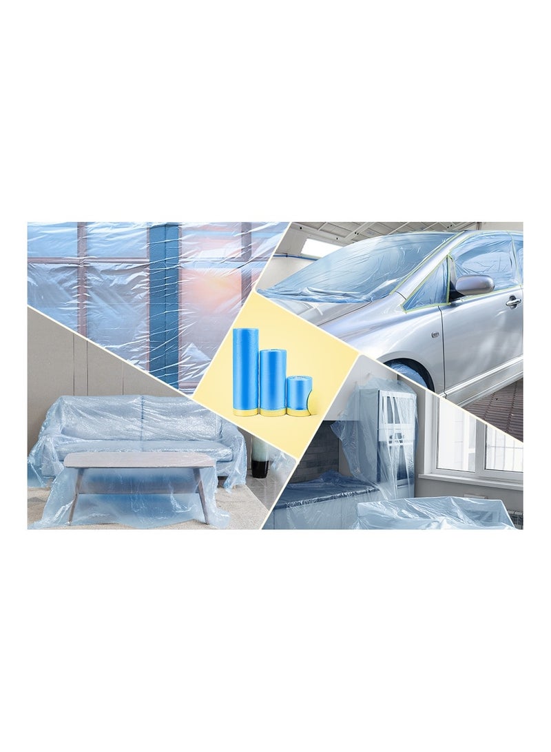 6 Pack Tape and Drape Pre Taped Masking Protective Film for Automotive Covering Assorted Masking Paper Painting 3 Sizes - Image 2