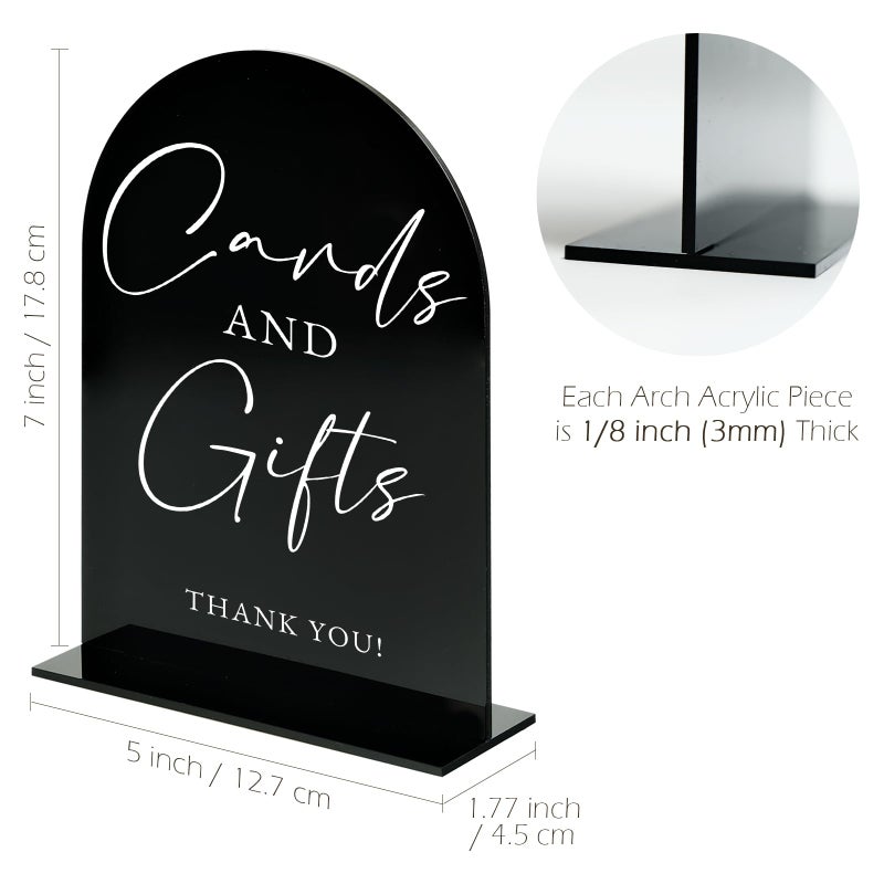 JINMURY Set Of 3 Black Arch Acrylic Signs And Stands  5 In X 7 In  1/8 In Thick | Reception Signs For Wedding: Guest Book  Favors And More - Image 2