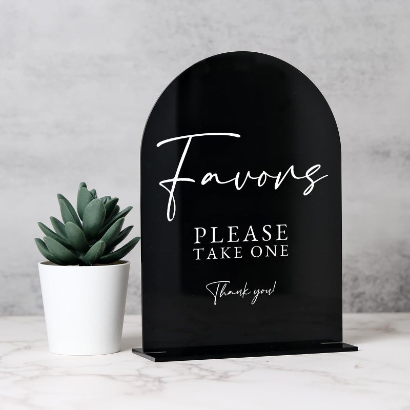 JINMURY Set Of 3 Black Arch Acrylic Signs And Stands  5 In X 7 In  1/8 In Thick | Reception Signs For Wedding: Guest Book  Favors And More - Image 5