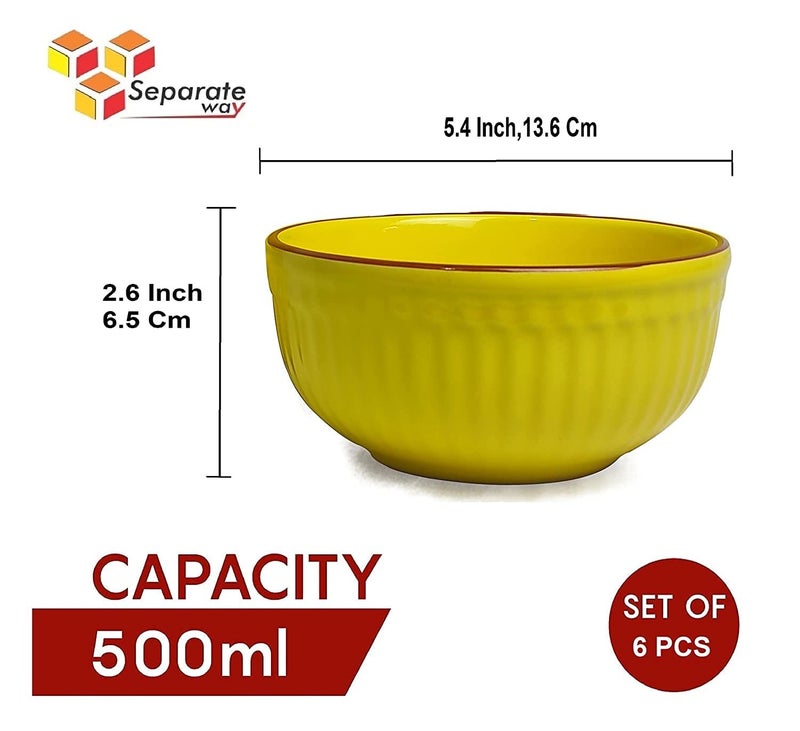 SEPARATE WAY Ceramic Soup Bowls, Cereal Bowl, Dishwasher & Microwave Safe/Serving Bowls for Kitchen, Ideal for Self Use Or Gift for Friends, Anniversary, Birthday (Yellow, Set of 4) - Image 2