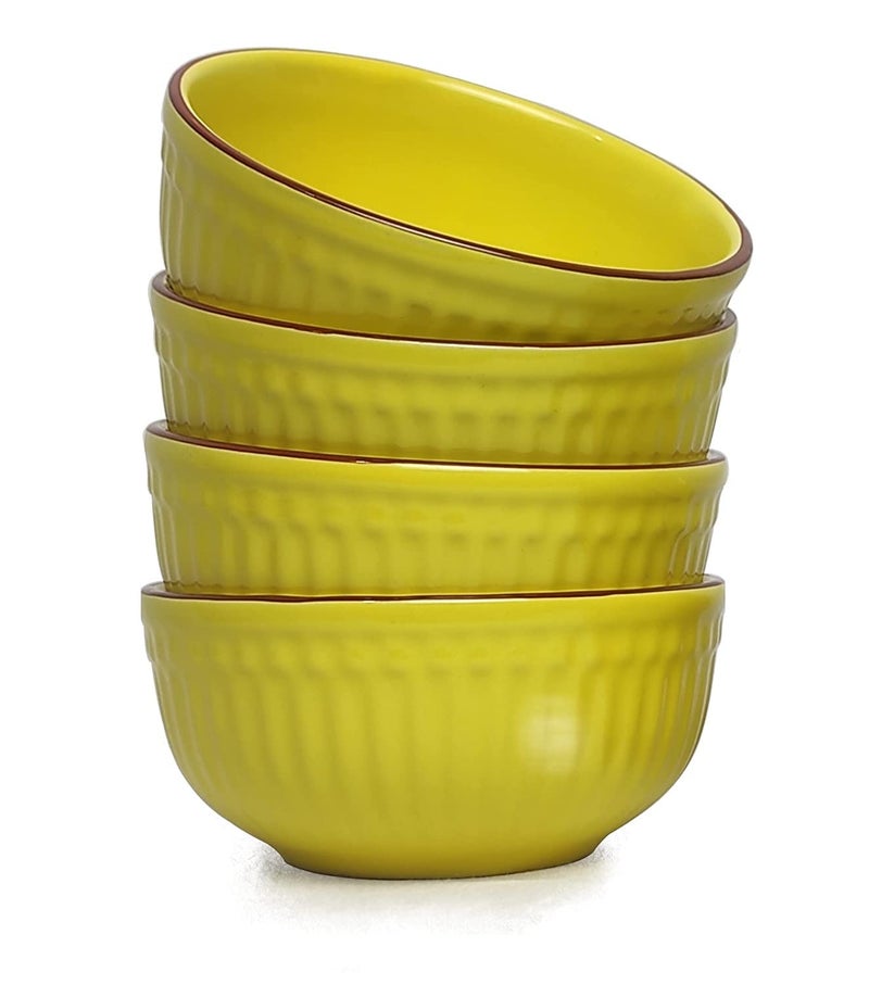 SEPARATE WAY Ceramic Soup Bowls, Cereal Bowl, Dishwasher & Microwave Safe/Serving Bowls for Kitchen, Ideal for Self Use Or Gift for Friends, Anniversary, Birthday (Yellow, Set of 4) - Image 1