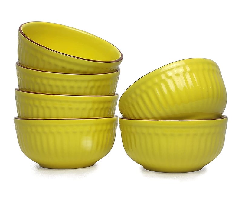 SEPARATE WAY Ceramic Soup Bowls, Cereal Bowl, Dishwasher & Microwave Safe/Serving Bowls for Kitchen, Ideal for Self Use Or Gift for Friends, Anniversary, Birthday (Yellow, Set of 4) - Image 5