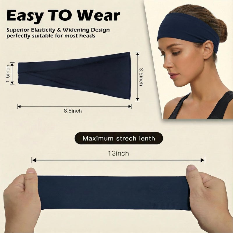 VANRUID Headbands for Women, 12PCS Wide Stretchy Sports Hair Bands, Elastic Soft Fashion Head Bands, Non-Slip Running Sweatbands for Fashion, Washing Face, Workouts, Yoga, Daily Use - Image 3