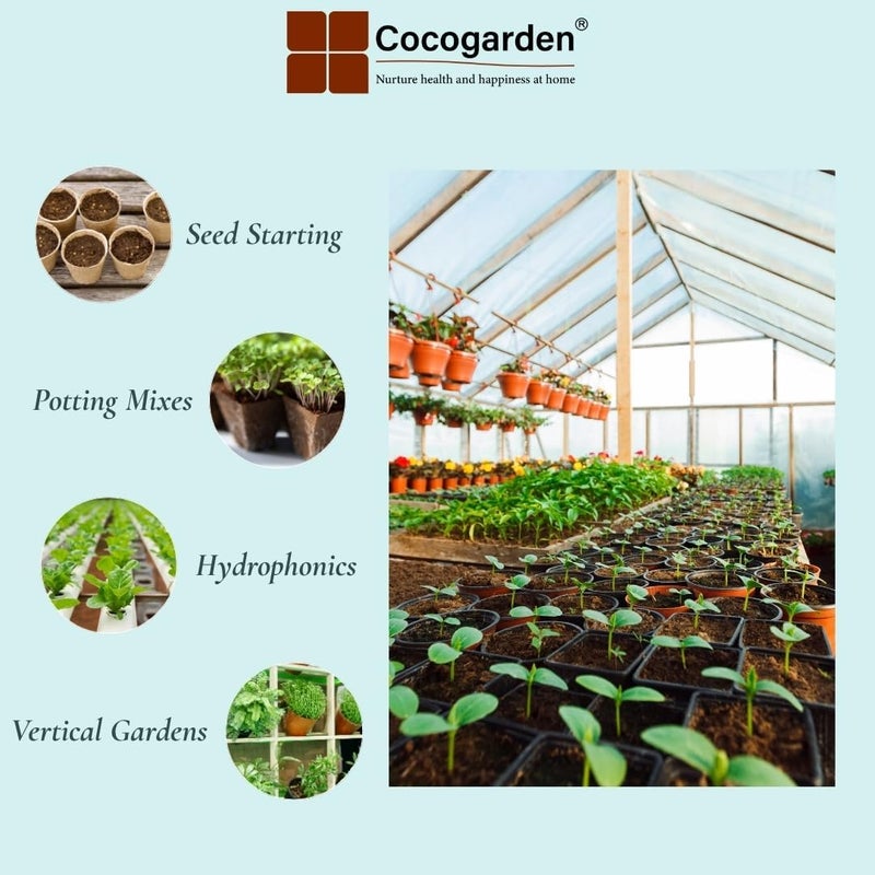 كتلة الكوكوبيت من Cocogarden للنباتات (600-650 جرام) - عبارة عن كتلة عضوية مصنوعة من تربة الكوكوبيت، تتمدد لتصل إلى حجم 10 لترات، وهي تربة طبيعية مناسبة للزراعة على التراسات، والزراعة الهيدروبونية، والنباتات الداخلية والخارجية. - Image 3