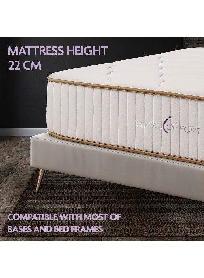 TOTAL COMFORT Barcelona Mattress | 22cm Thickness | Bonnell Spring System | Breathable Soft Knit Fabric | No Turn Design (King 180x200x22 cm) - Image 2