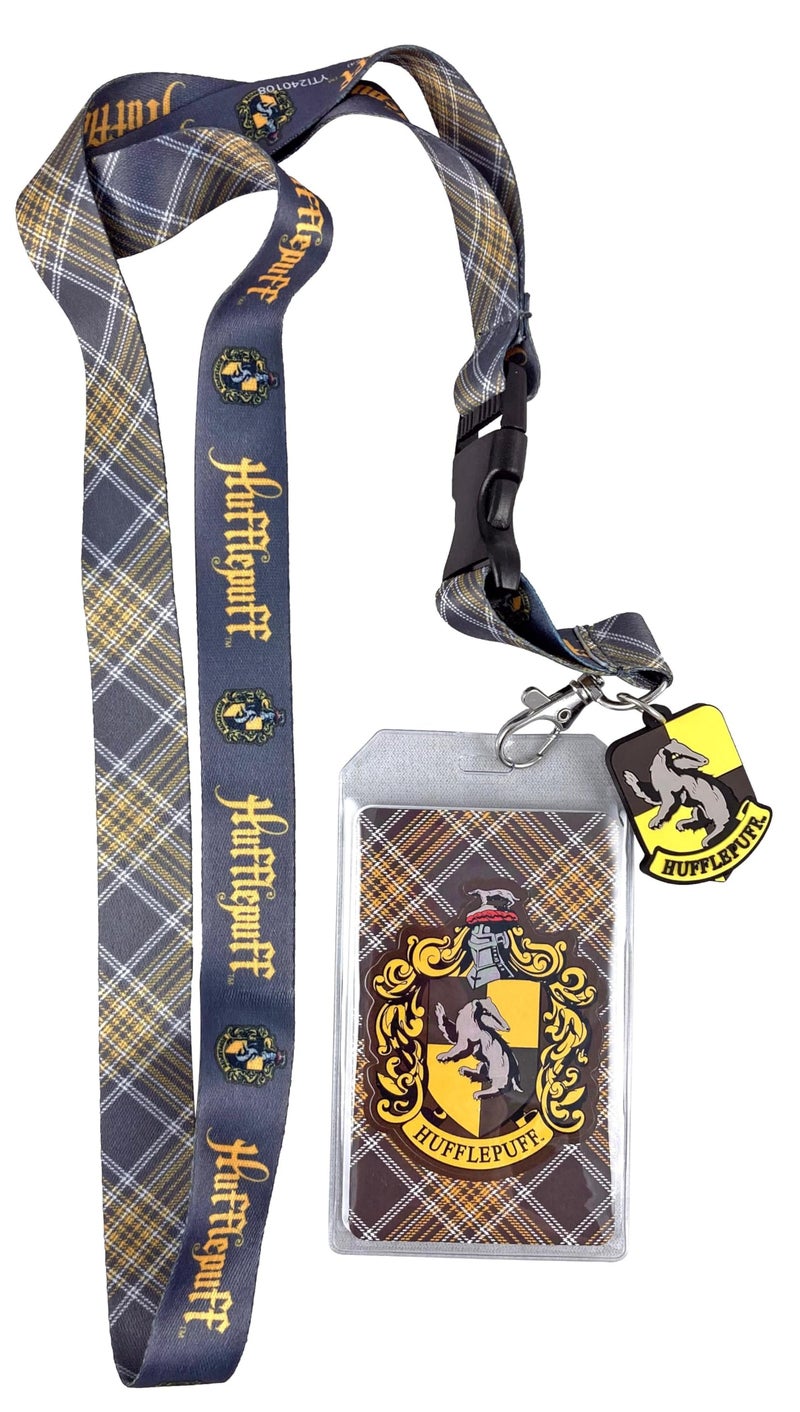 Loungefly Harry Potter Hufflepuff Plaid Lanyard with Charm - Image 1