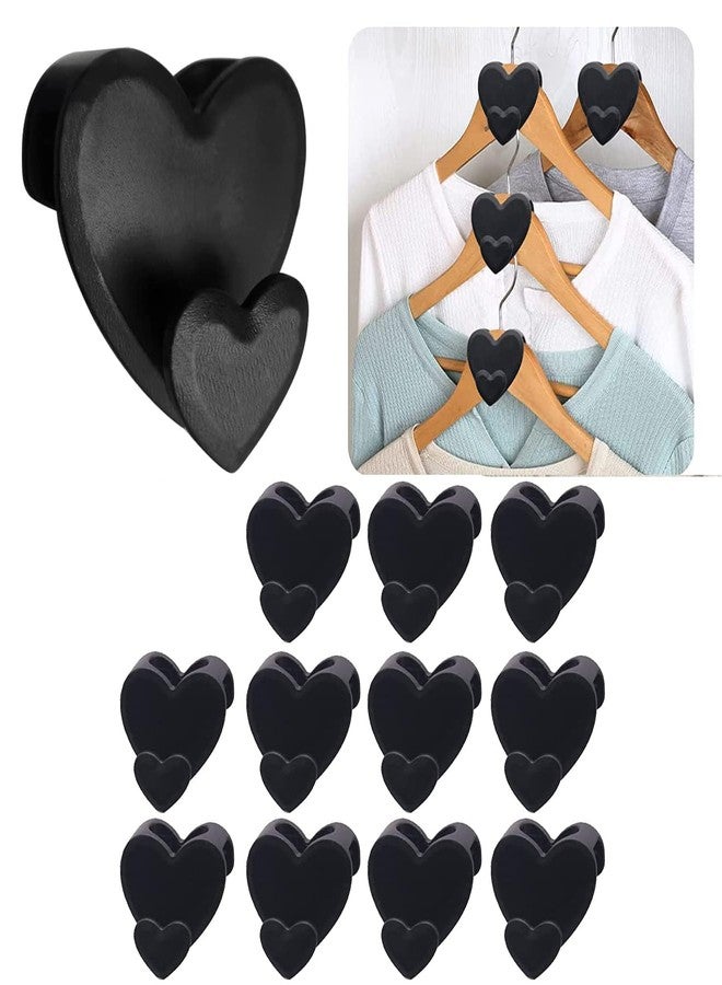 MEZON Plastic Clothes Hanger for Closet Organizer and Storage Cascading Black Triple Your Space Hanger Hooks Hooks for Hangers (Set of 12 PCs) - Image 1