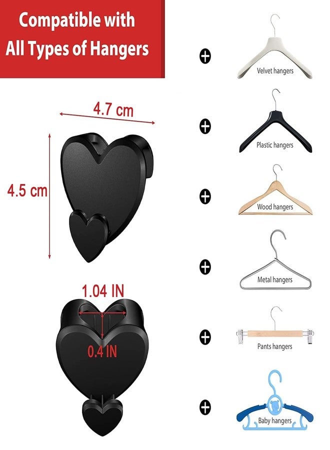 MEZON Plastic Clothes Hanger for Closet Organizer and Storage Cascading Black Triple Your Space Hanger Hooks Hooks for Hangers (Set of 12 PCs) - Image 2