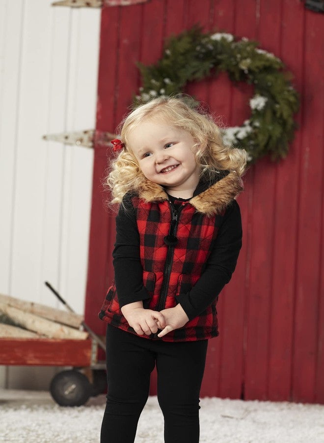 Mud Pie Baby Girls Hooded Vest, Buffalo Check Red, 12-18 Months - Image 3