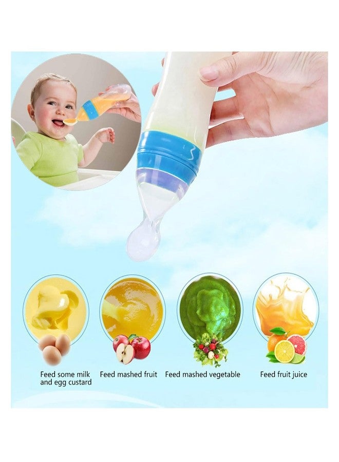 Joy Buzz Baby Feeding Product | Fruit Feeder Teether (1 Pcs) with 1 PCS Silicone Baby Food Dispensing Spoon 90ML and 3 Pcs Bib Set Combo Pack (Set of 5 Blue) - Image 3