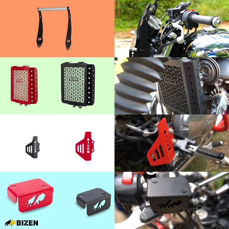 Bizen RE Interceptor 650 Rear Brake Master Cylinder Guard - Red - Image 5