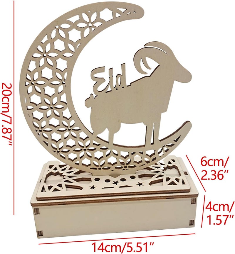 klarako Eid Mubarak Wooden Ornament Moon Star Shape Wooden Tabletop Ornament Happy Eid Mubarak Hollow Ornament for Ramadan Mubarak Eid Decorations (B) - Image 5