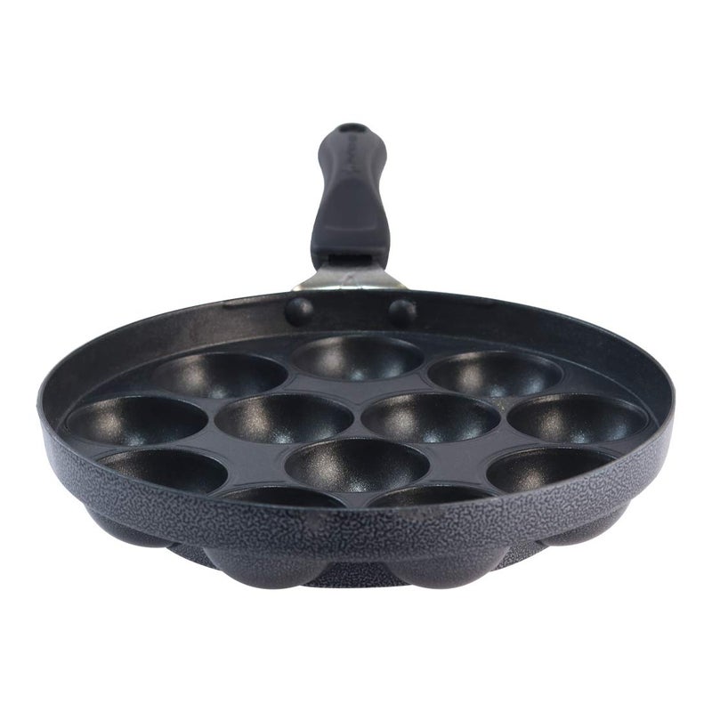 Wonderchef NonStick Appa Kara Cookware with 12 cavities Appam PatraPaniyarakkal Paniyaram Appam Pan Pan Cake Maker Ponganal Maker Kuzhi Paniyaram Paddu Tawa Cool Touch Bakelite Handle Pure Grade Aluminium PFOA Free 1 Year Warranty Black - Image 2