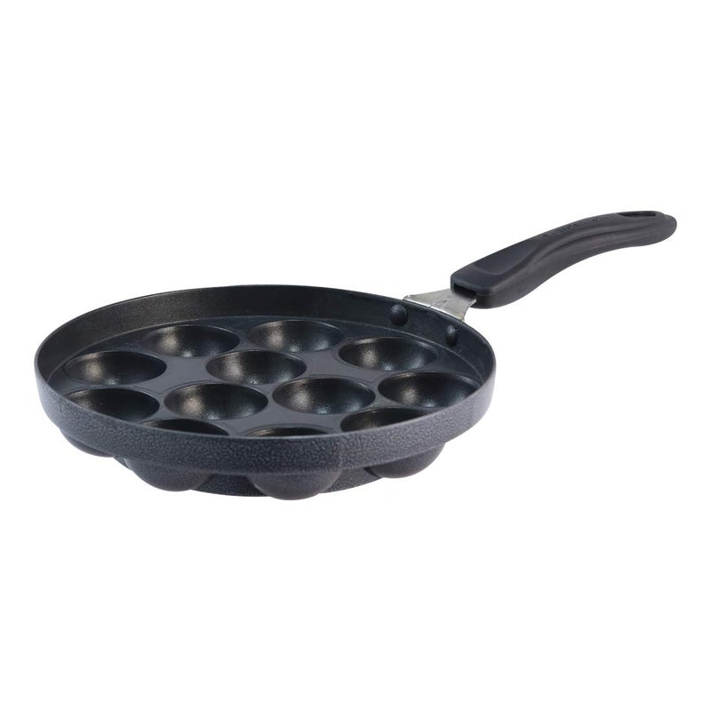 Wonderchef NonStick Appa Kara Cookware with 12 cavities Appam PatraPaniyarakkal Paniyaram Appam Pan Pan Cake Maker Ponganal Maker Kuzhi Paniyaram Paddu Tawa Cool Touch Bakelite Handle Pure Grade Aluminium PFOA Free 1 Year Warranty Black - Image 1