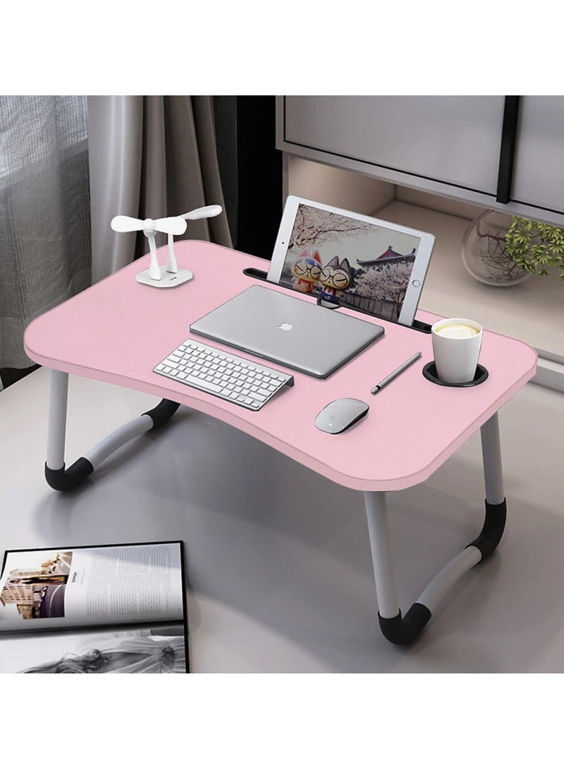 DubaiGallery طاولة لابتوب قابلة للطي مع درج تخزين و 4 منافذ USB وحامل أكواب، حامل مكتب للسرير طاولة قابلة للحمل للسرير والأريكة والأرض - Image 2