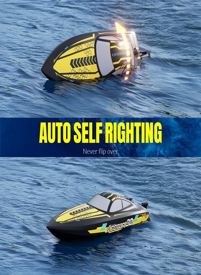 NBJIALIN RC Boat - Remote Control Boats for Adult,2.4GHz Racing Mini Boat for Water Pool&Lakes,Summer Water Toy (Yellow) - Image 2