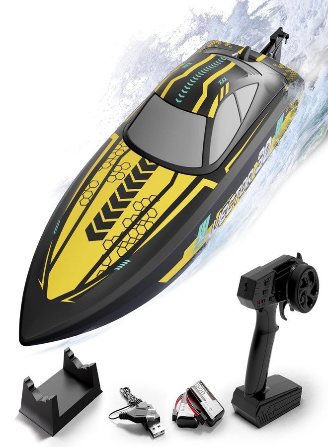 NBJIALIN RC Boat - Remote Control Boats for Adult,2.4GHz Racing Mini Boat for Water Pool&Lakes,Summer Water Toy (Yellow) - Image 1