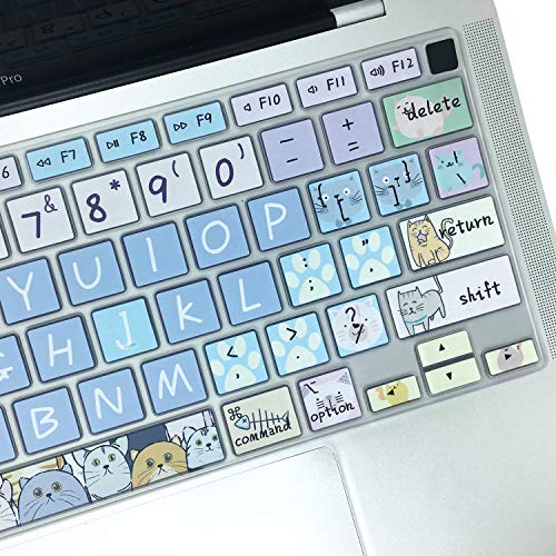 WSLUCKO Silicone Keyboard Cover Protector for 2020 Apple MacBook Air 13.3 inch (Model: A2179,A2337, US Layout) with Touch ID, Silicone Skin Protector with Big Letter Design,Cute Cat - Image 5