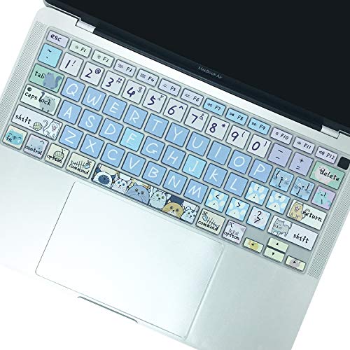 WSLUCKO Silicone Keyboard Cover Protector for 2020 Apple MacBook Air 13.3 inch (Model: A2179,A2337, US Layout) with Touch ID, Silicone Skin Protector with Big Letter Design,Cute Cat - Image 1