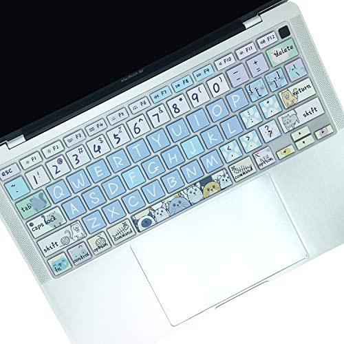 WSLUCKO Silicone Keyboard Cover Protector for 2020 Apple MacBook Air 13.3 inch (Model: A2179,A2337, US Layout) with Touch ID, Silicone Skin Protector with Big Letter Design,Cute Cat - Image 2
