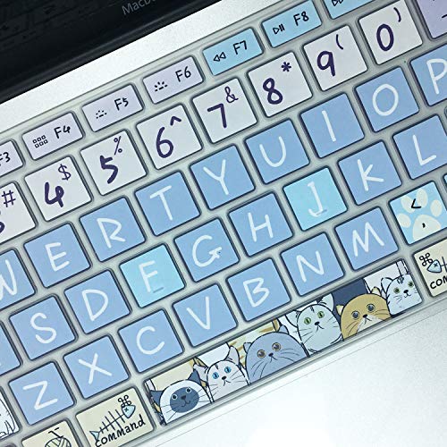 WSLUCKO Silicone Keyboard Cover Protector for 2020 Apple MacBook Air 13.3 inch (Model: A2179,A2337, US Layout) with Touch ID, Silicone Skin Protector with Big Letter Design,Cute Cat - Image 4