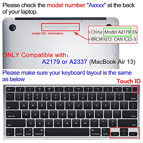 WSLUCKO Silicone Keyboard Cover Protector for 2020 Apple MacBook Air 13.3 inch (Model: A2179,A2337, US Layout) with Touch ID, Silicone Skin Protector with Big Letter Design,Cute Cat - Image 3