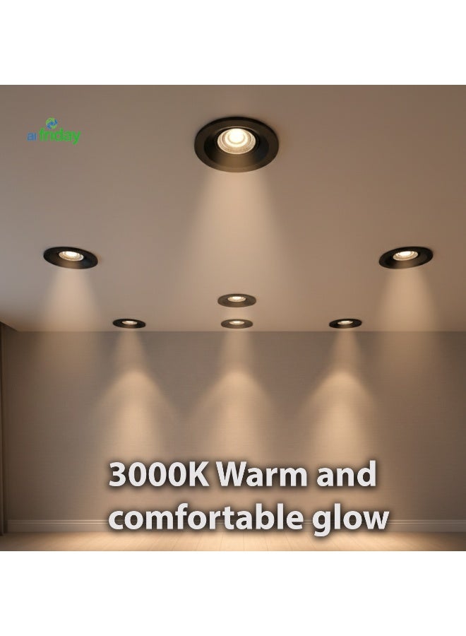 ALFRIDAY Recessed LED Downlight, 7W Focused COB, Matte Black, 3000K Warm, Dimmable - Image 3