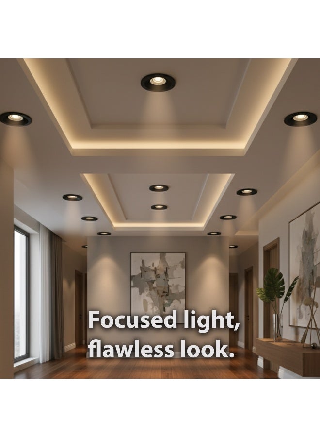 ALFRIDAY Recessed LED Downlight, 7W Focused COB, Matte Black, 3000K Warm, Dimmable - Image 4