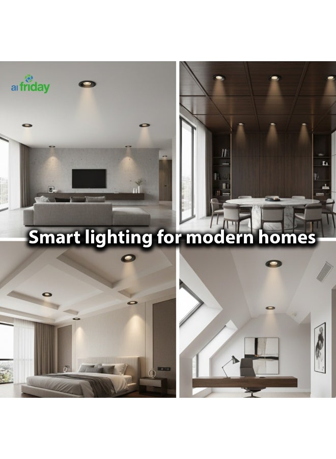 ALFRIDAY Recessed LED Downlight, 7W Focused COB, Matte Black, 3000K Warm, Dimmable - Image 2