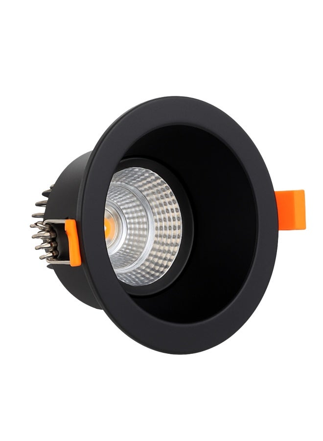 ALFRIDAY Recessed LED Downlight, 7W Focused COB, Matte Black, 3000K Warm, Dimmable - Image 1