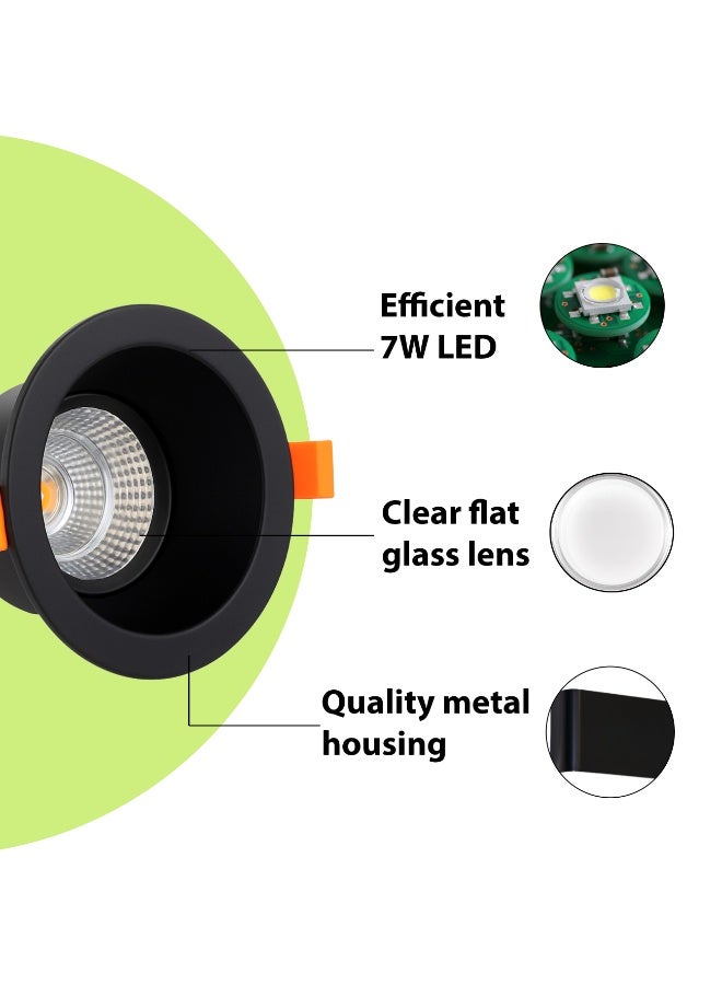 ALFRIDAY Recessed LED Downlight, 7W Focused COB, Matte Black, 3000K Warm, Dimmable - Image 5