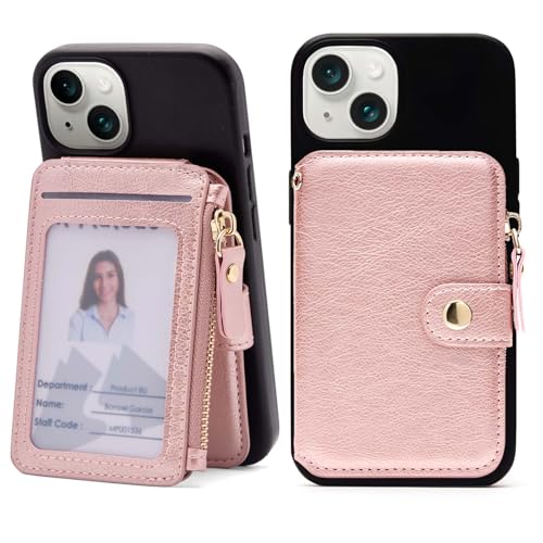 M-Plateau Foldable Phone Wallet，iPhone Card Holder Stick On with Flexible Zipper Coin Purse Multifunctional Kickstand Design, Fits 6.1 and Above Leather or Smooth Surface Phone case - Image 1
