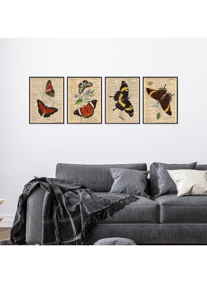 Insire Dark Academia Room Decor Vintage Butterfly Wall Art - Set of 4 (8x10") - Image 3