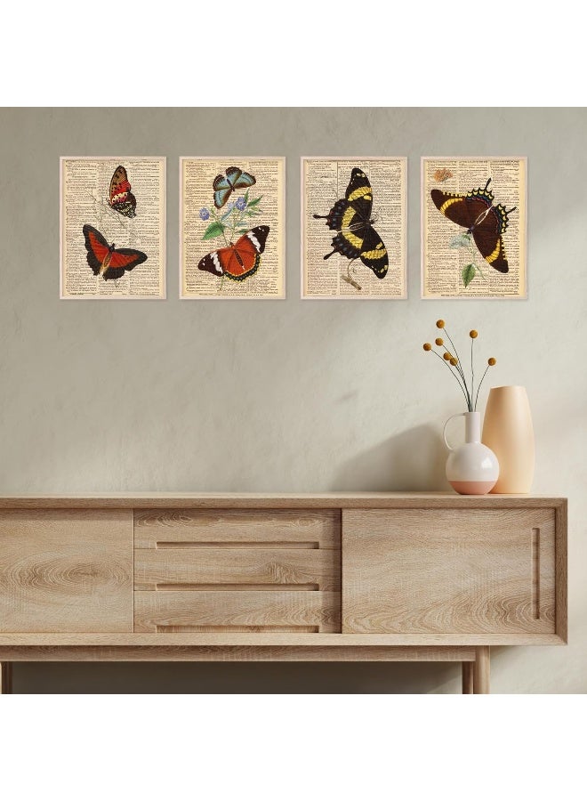 Insire Dark Academia Room Decor Vintage Butterfly Wall Art - Set of 4 (8x10") - Image 4