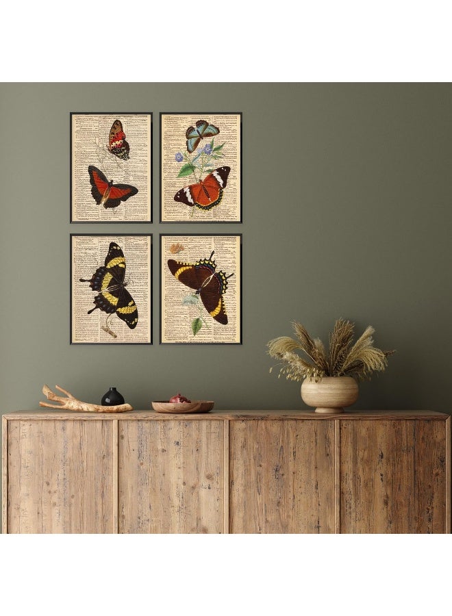 Insire Dark Academia Room Decor Vintage Butterfly Wall Art - Set of 4 (8x10") - Image 5