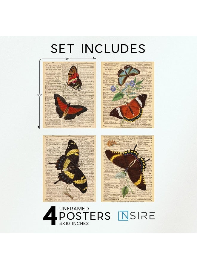 Insire Dark Academia Room Decor Vintage Butterfly Wall Art - Set of 4 (8x10") - Image 2