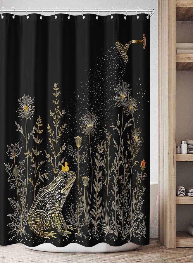 Kanuyee Frog with Duck Shower Curtain Set, Water-Repellent Bathroom Decor with Plastic Hooks, Whimsical Golden Tale Home Decor 72x72 Inch. - Image 2