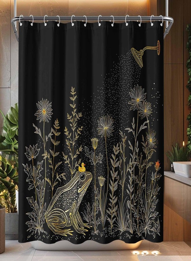 Kanuyee Frog with Duck Shower Curtain Set, Water-Repellent Bathroom Decor with Plastic Hooks, Whimsical Golden Tale Home Decor 72x72 Inch. - Image 1