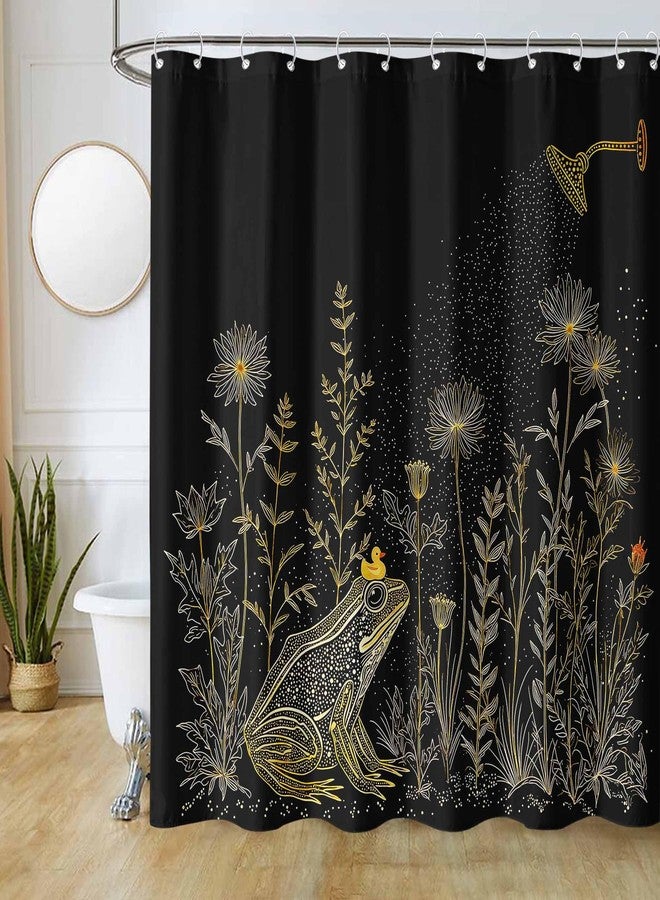 Kanuyee Frog with Duck Shower Curtain Set, Water-Repellent Bathroom Decor with Plastic Hooks, Whimsical Golden Tale Home Decor 72x72 Inch. - Image 4