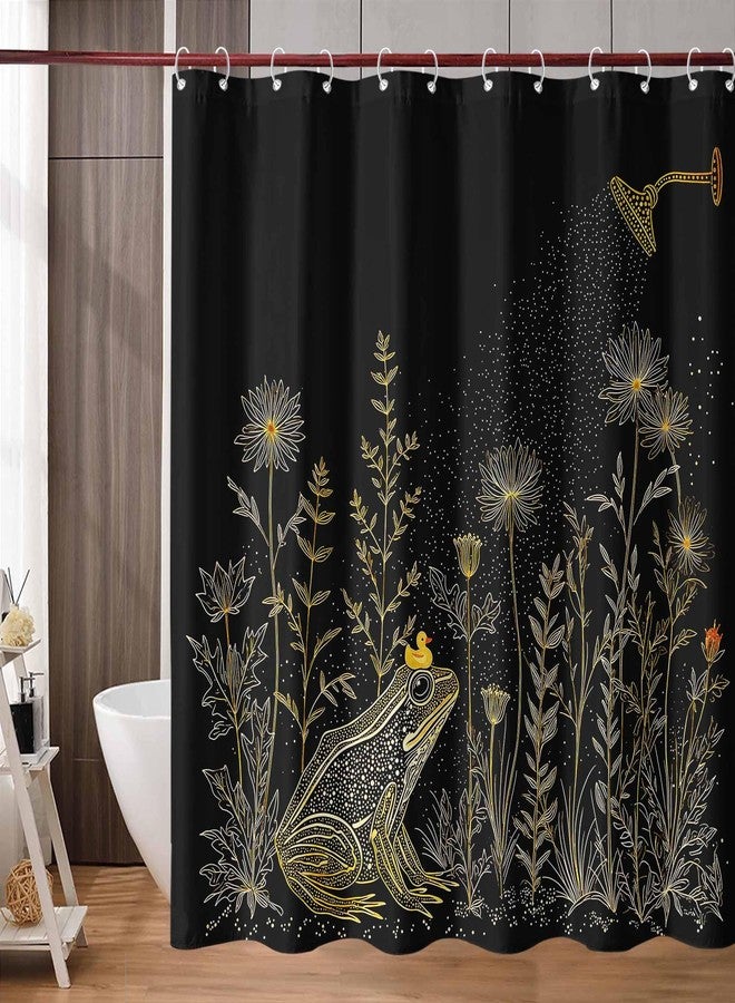 Kanuyee Frog with Duck Shower Curtain Set, Water-Repellent Bathroom Decor with Plastic Hooks, Whimsical Golden Tale Home Decor 72x72 Inch. - Image 3