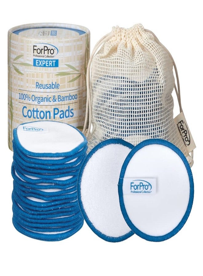 ForPro Professional Collection Expert Reusable Cotton Rounds (20 Pack), 100% Organic and Bamboo Makeup Remover Pads, Includes Drawstring Laundry Bag and Storage Container - Image 1