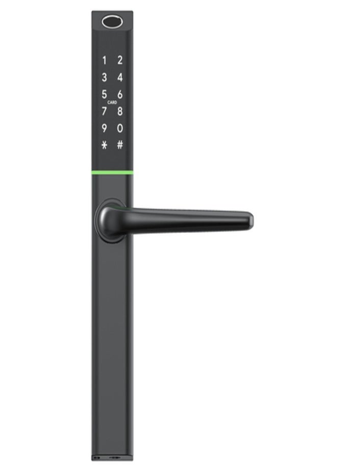 areb - Arib Smart Lock with Slim Black Design 30 * 85 offers 5 unlocking methods Fingerprint PIN Code App RFID Card and Emergency Key It features automatic locking and anti theft security Suitable for home and office use - Image 1