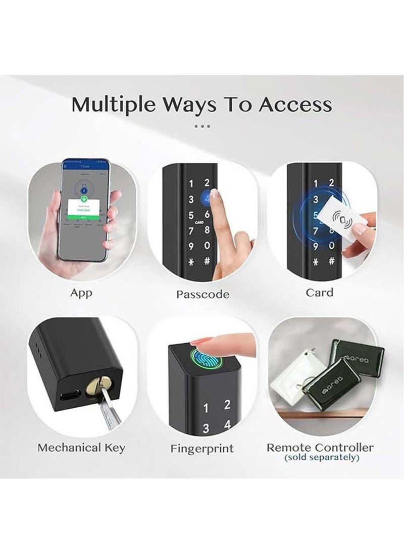 Areb SMART LOCK NARROW STYLE BLACK 30 * 85 – 5 Unlocking Methods, Fingerprint, PIN Code, App Control, RFID Card, Emergency Key, Auto-Lock, Anti-Theft Security for Home & Office