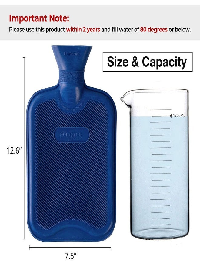 HomeTop Premium Classic Rubber Hot Water Bottle (2 Liters, Navy Blue) - Image 4