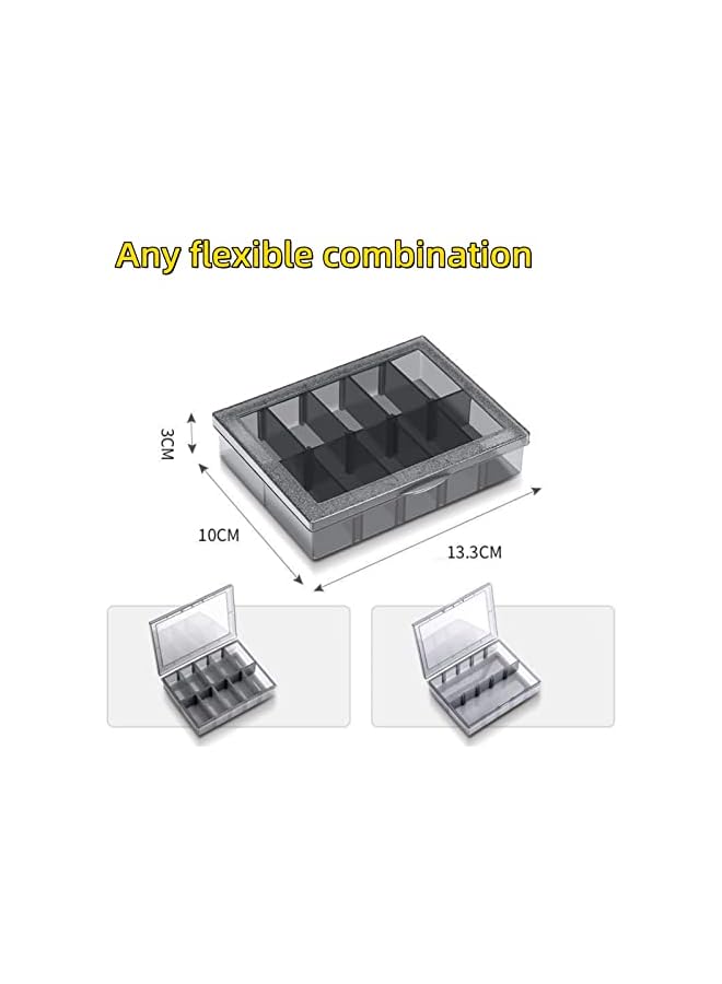 PROMASS promass 10 Compartments Box 2Pcs Grid Box Multi-Compartment Partition Parts Box Screw Sorting Box Hardware Plastic Multi-Grid Storage Box Tool Box, Screw Classification Pressure-Resistant Adjustable  - Image 2