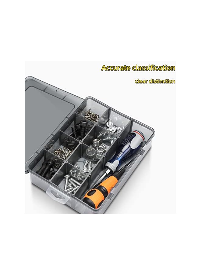 PROMASS promass 10 Compartments Box 2Pcs Grid Box Multi-Compartment Partition Parts Box Screw Sorting Box Hardware Plastic Multi-Grid Storage Box Tool Box, Screw Classification Pressure-Resistant Adjustable  - Image 3